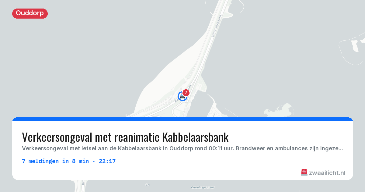 Kaart van de activiteitspiek bij Ouddorp