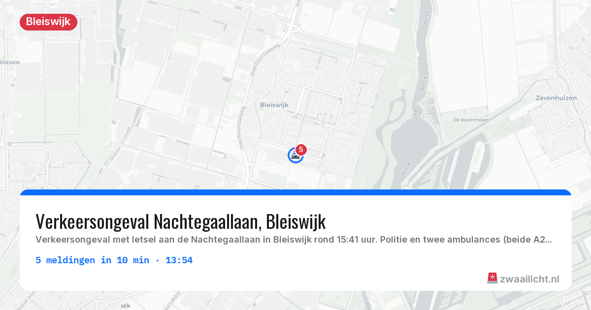 Kaart van de activiteitspiek bij Bleiswijk