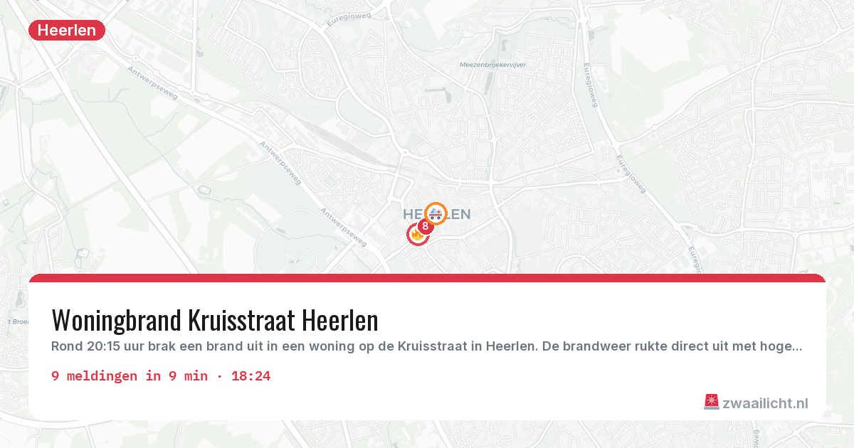 Kaart van de activiteitspiek bij Heerlen