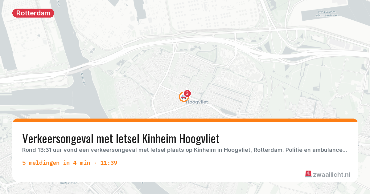 Kaart van de activiteitspiek bij Rotterdam