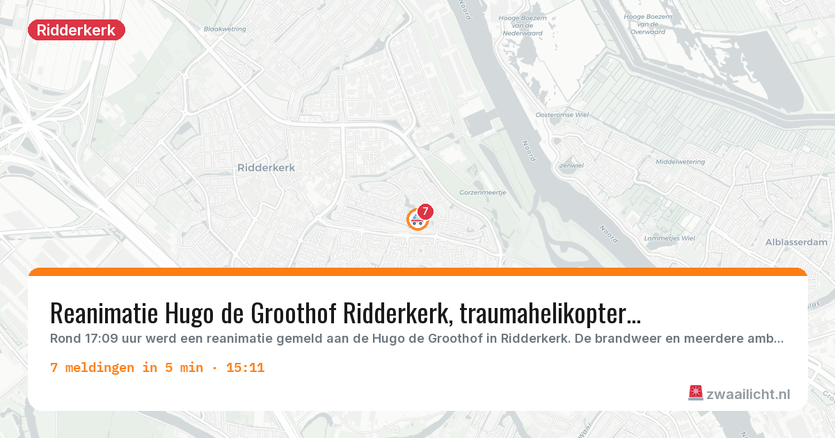Kaart van de activiteitspiek bij Ridderkerk