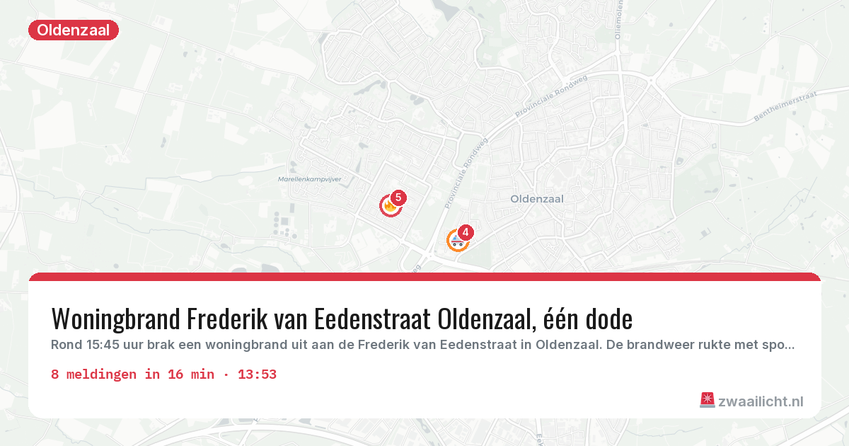 Kaart van de activiteitspiek bij Oldenzaal