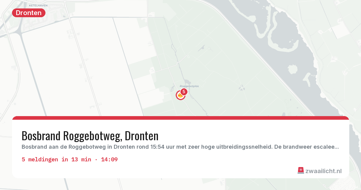 Kaart van de activiteitspiek bij Dronten