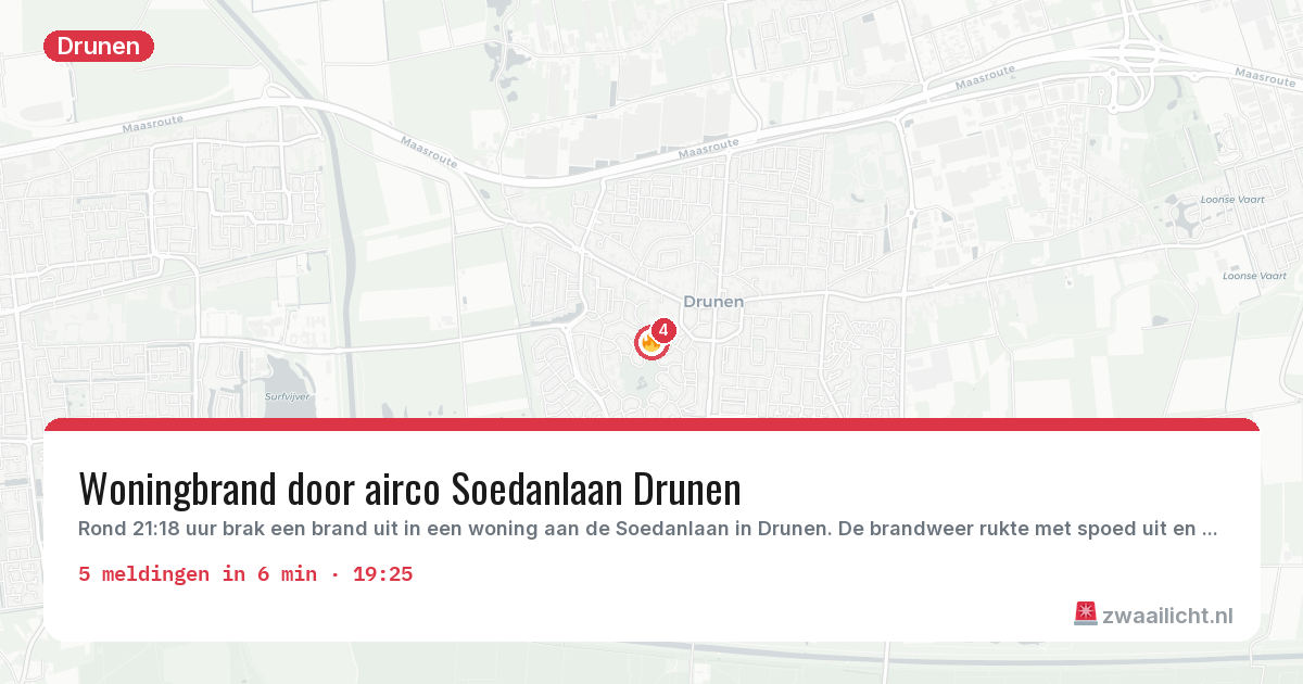 Kaart van de activiteitspiek bij Drunen