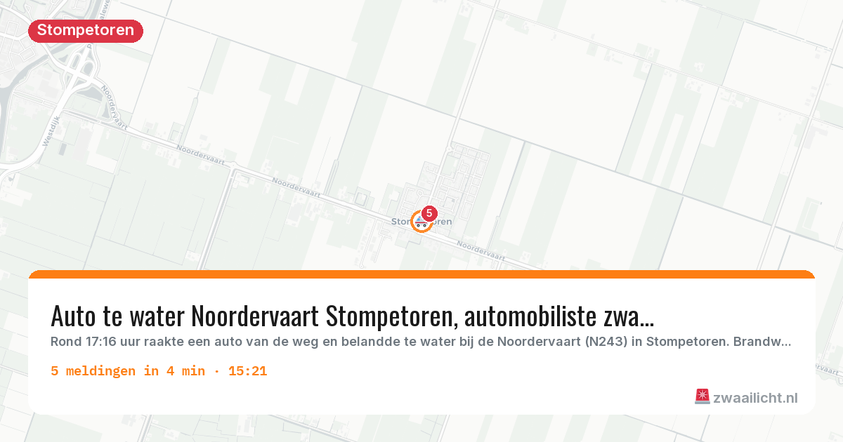 Kaart van de activiteitspiek bij Stompetoren