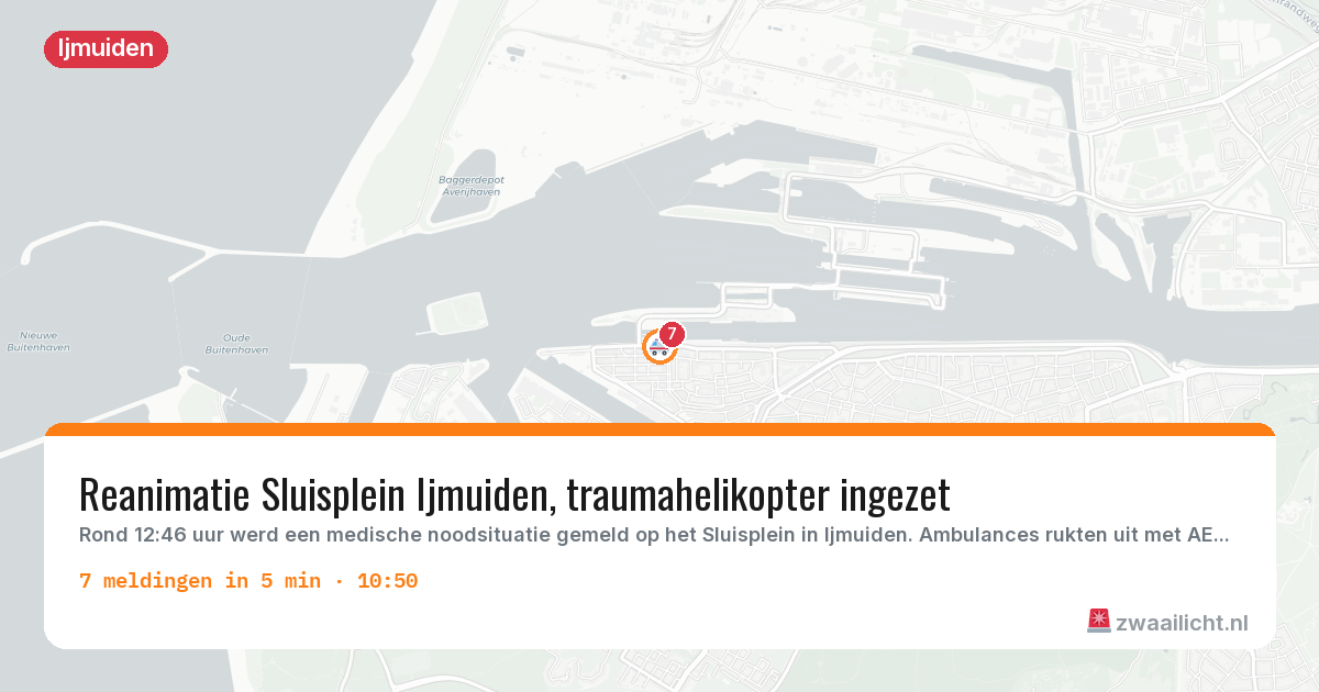 Kaart van de activiteitspiek bij Ijmuiden