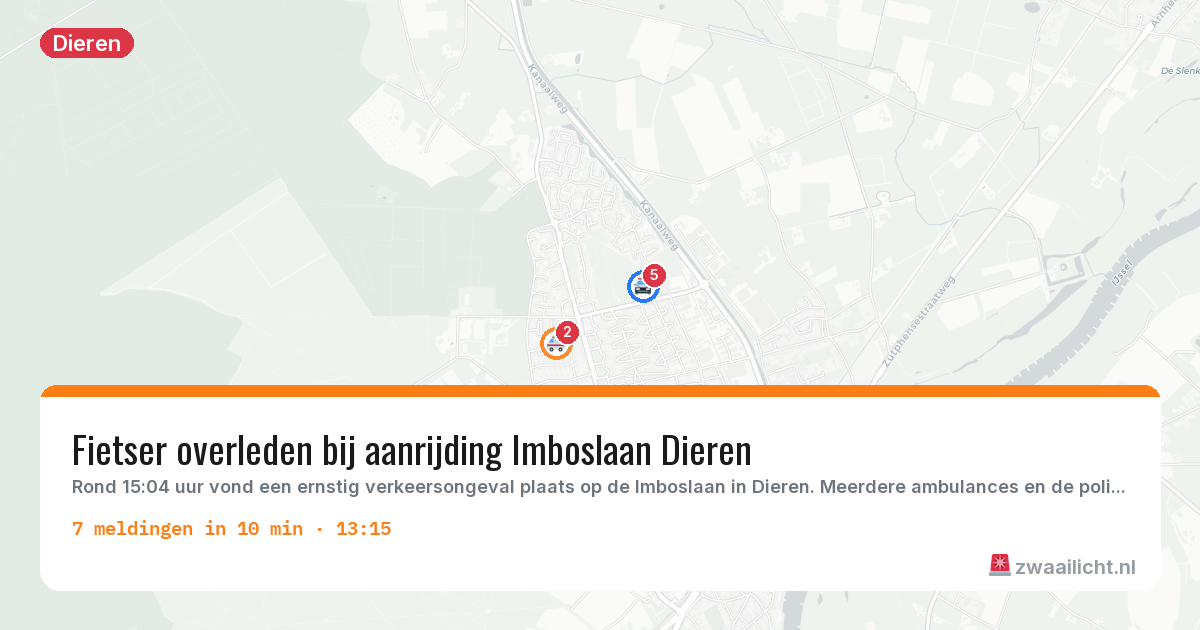 Kaart van de activiteitspiek bij Dieren