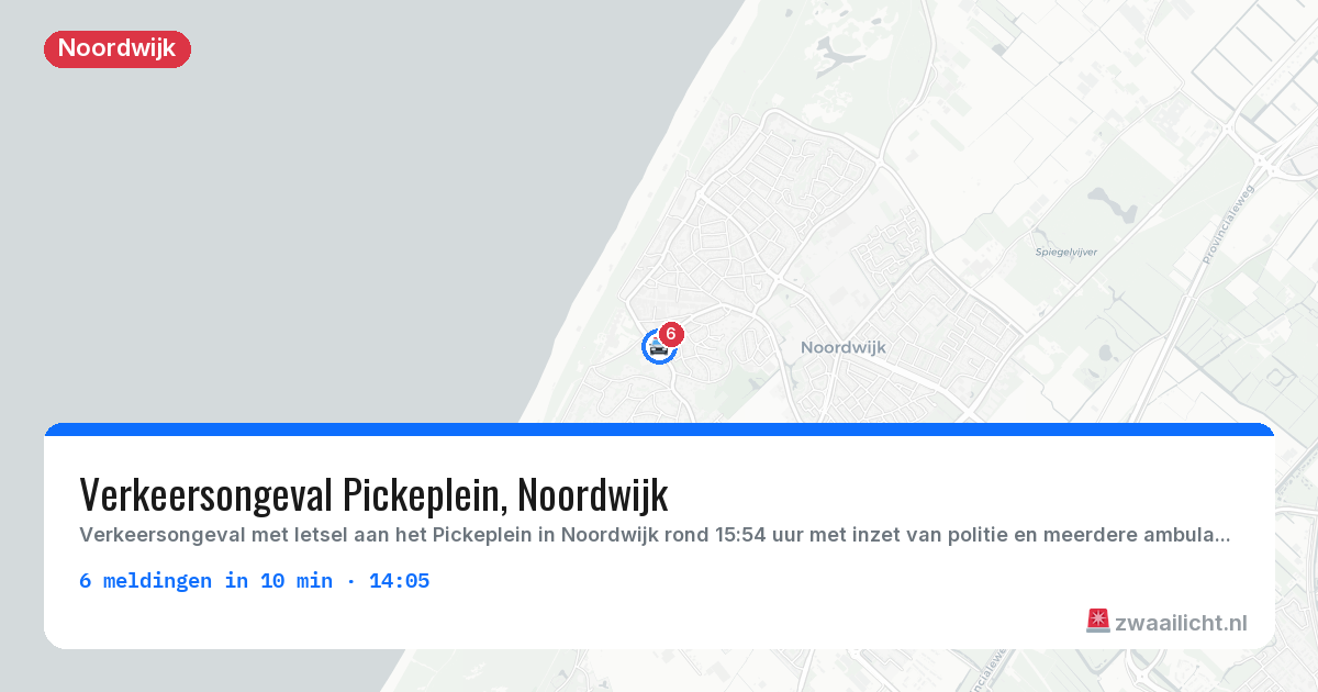 Kaart van de activiteitspiek bij Noordwijk