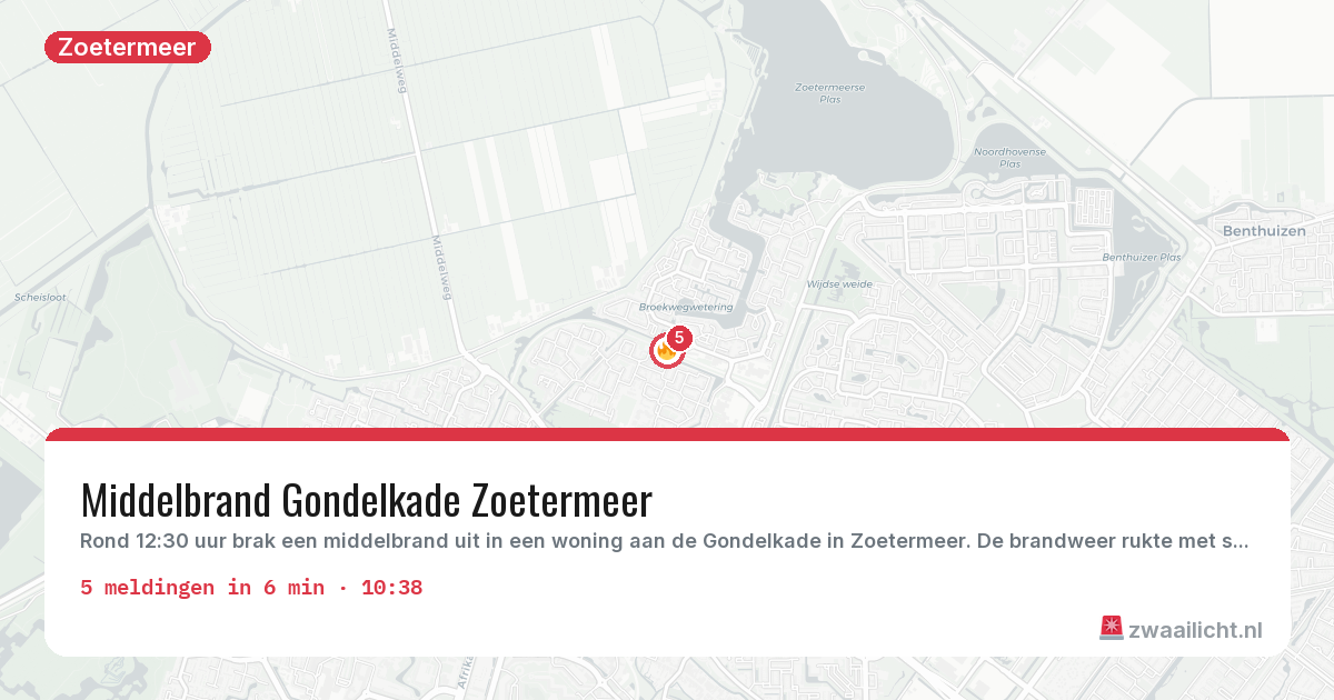 Kaart van de activiteitspiek bij Zoetermeer