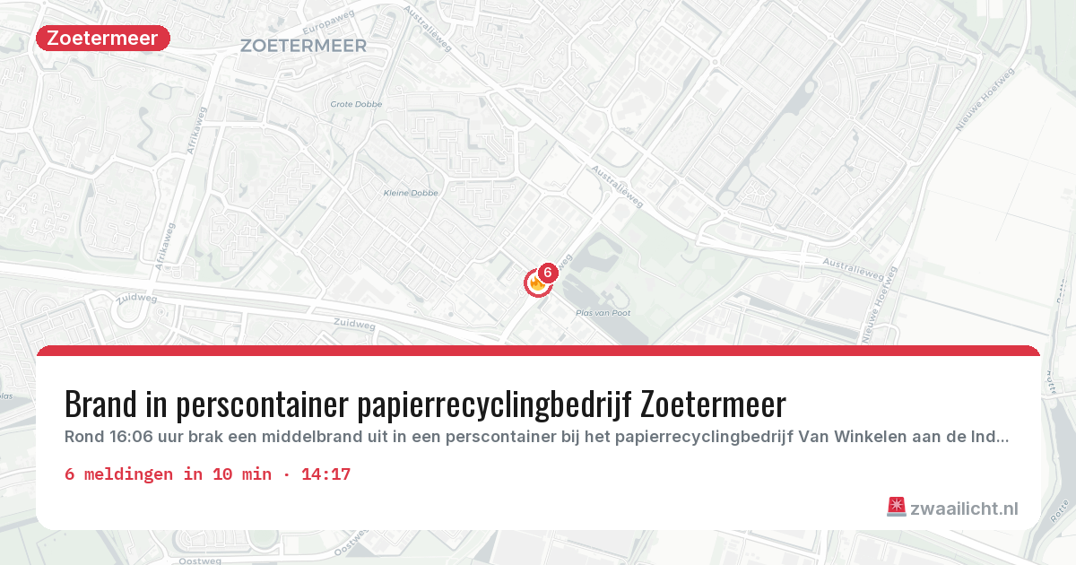 Kaart van de activiteitspiek bij Zoetermeer