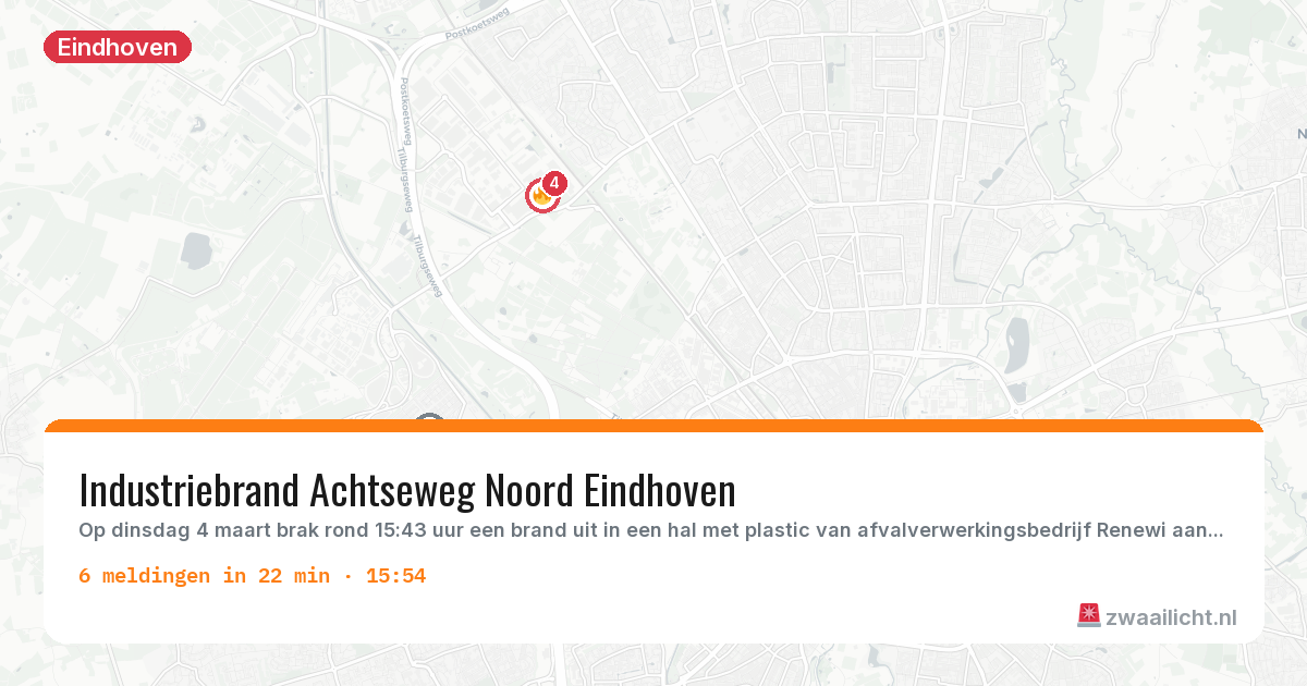 Kaart van de activiteitspiek bij Eindhoven