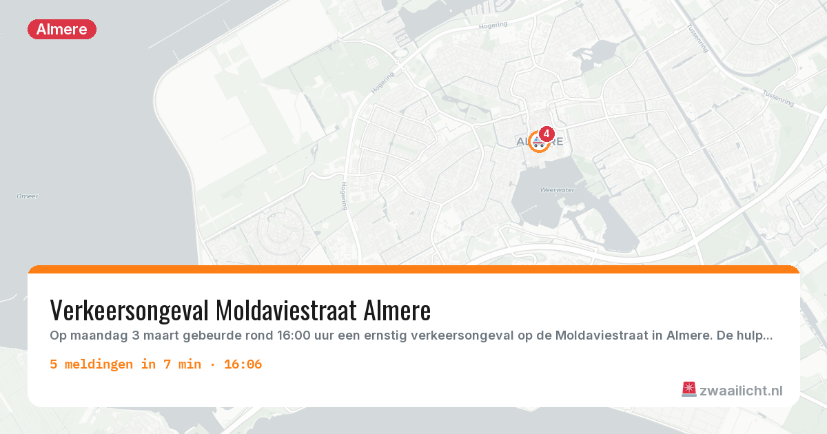 Kaart van de activiteitspiek bij Almere