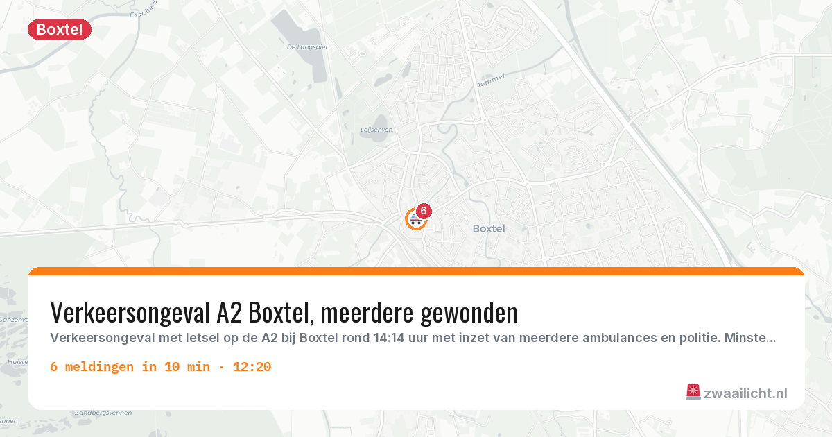 Kaart van de activiteitspiek bij Boxtel