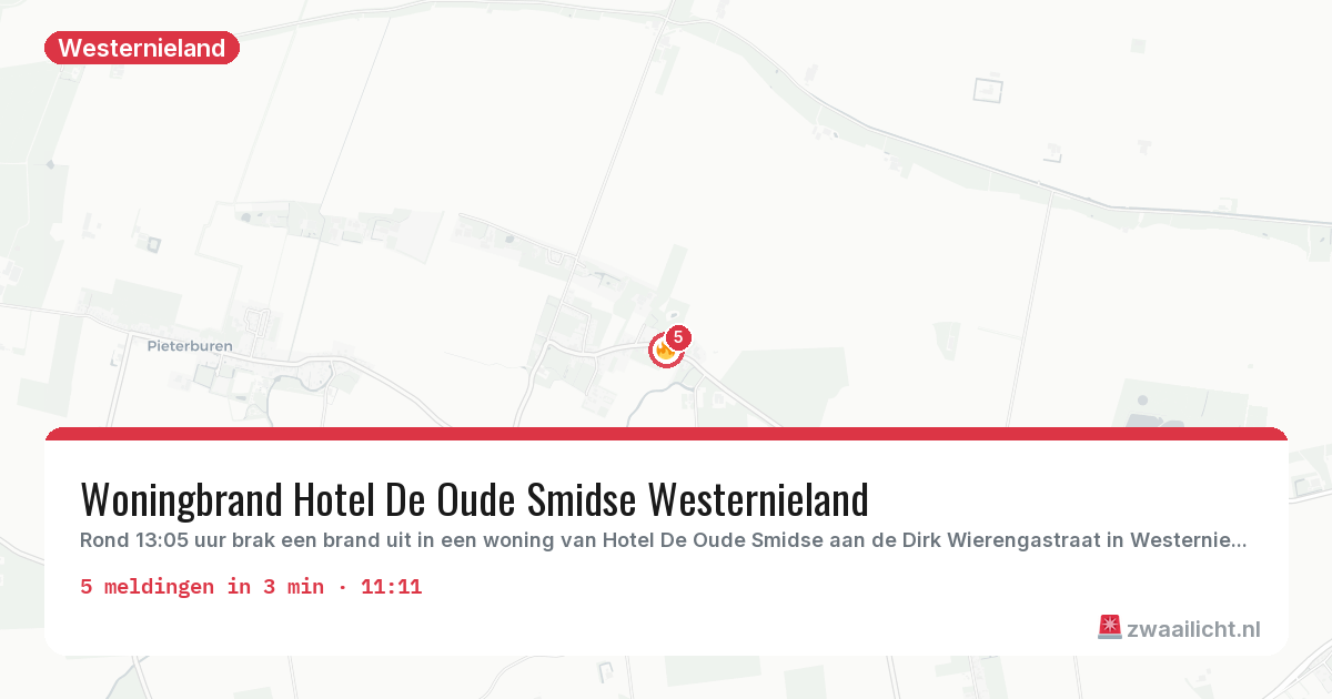 Kaart van de activiteitspiek bij Westernieland
