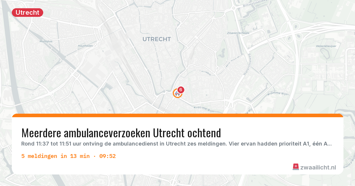 Kaart van de activiteitspiek bij Utrecht