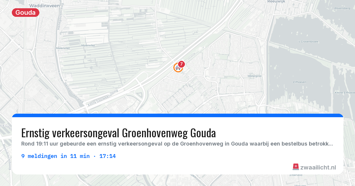 Kaart van de activiteitspiek bij Gouda