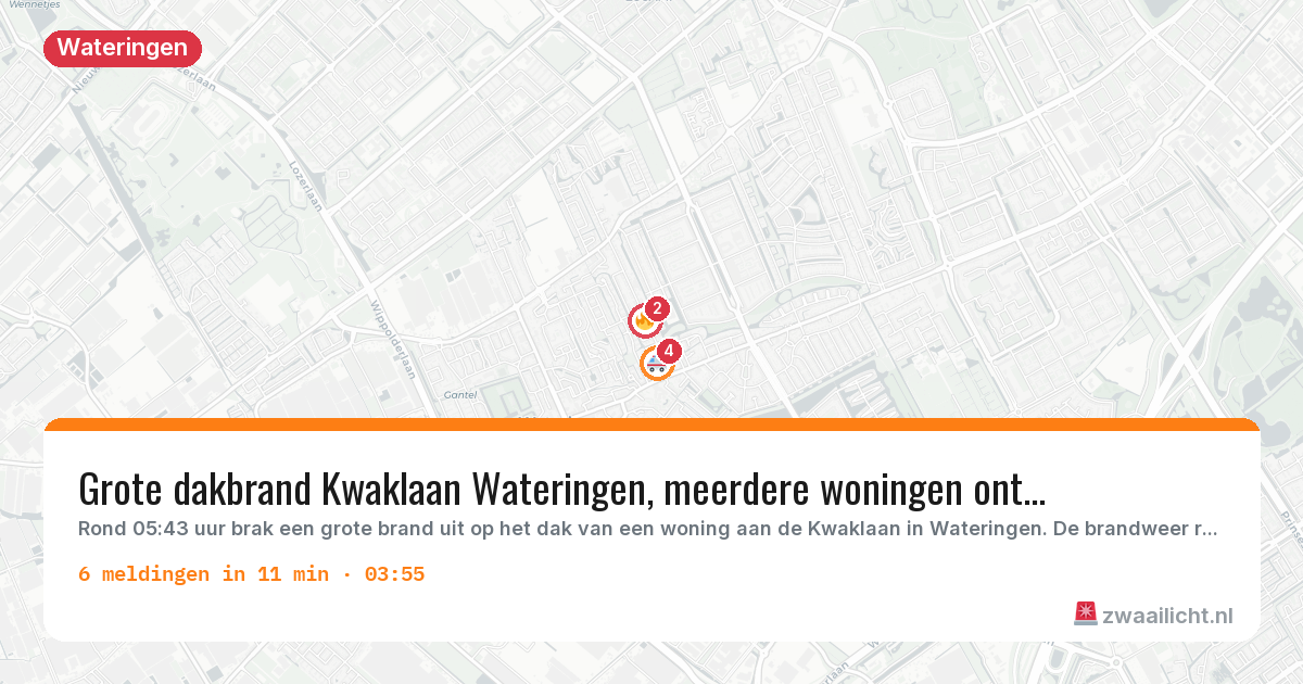 Kaart van de activiteitspiek bij Wateringen