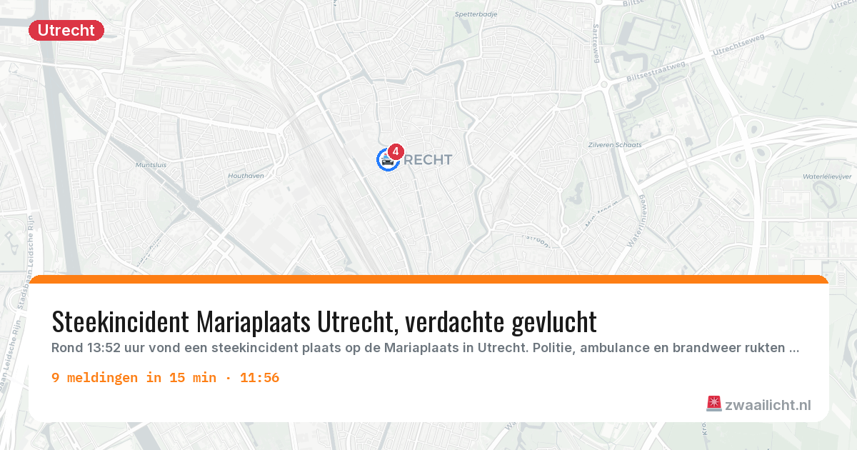 Kaart van de activiteitspiek bij Utrecht