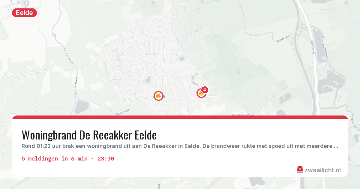 Kaart van de activiteitspiek bij Eelde
