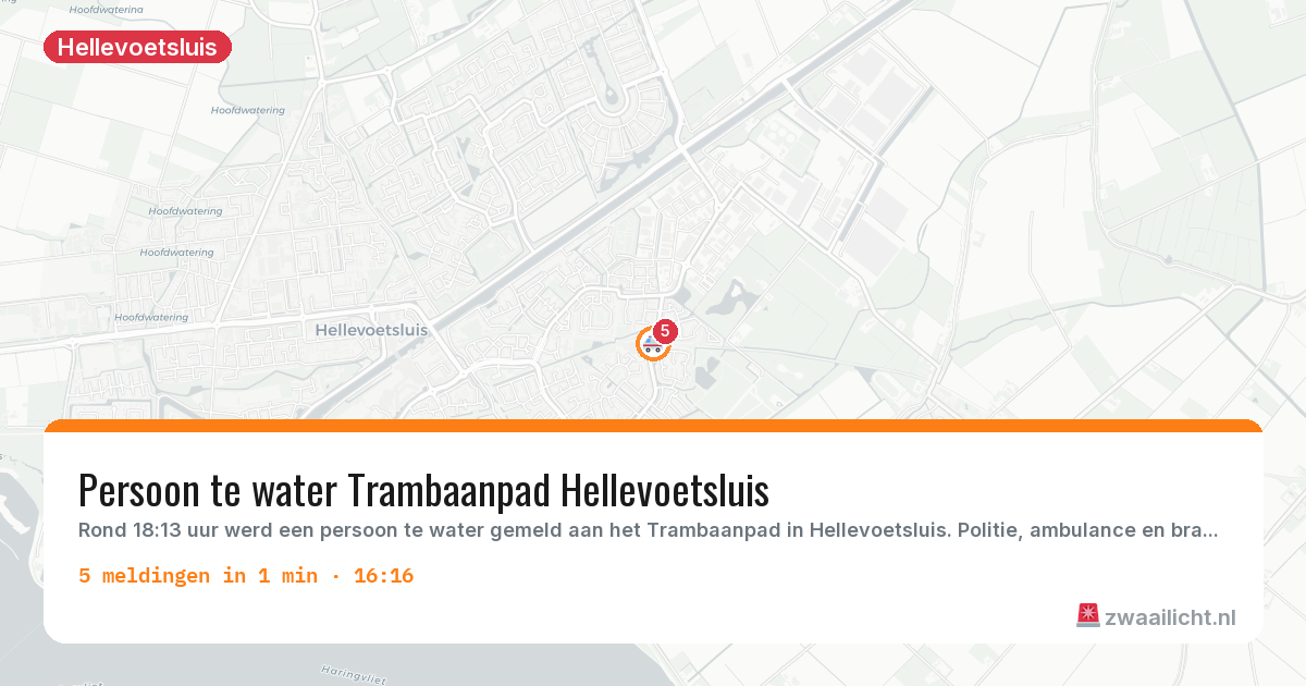 Kaart van de activiteitspiek bij Hellevoetsluis