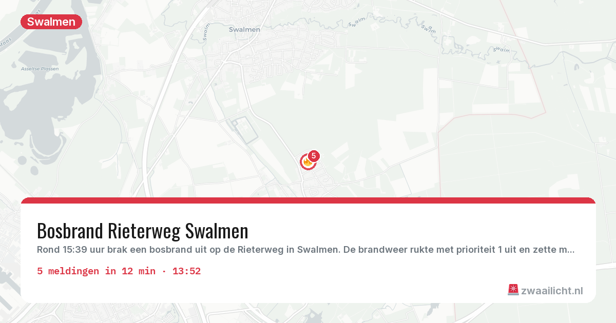 Kaart van de activiteitspiek bij Swalmen