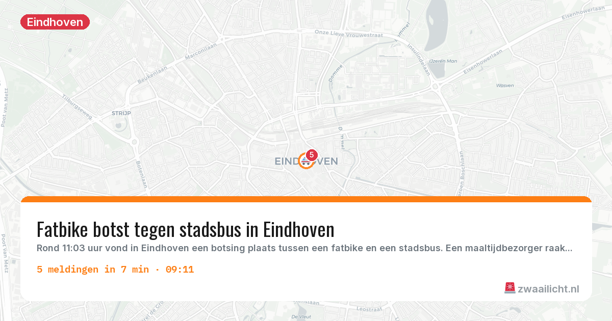 Kaart van de activiteitspiek bij Eindhoven