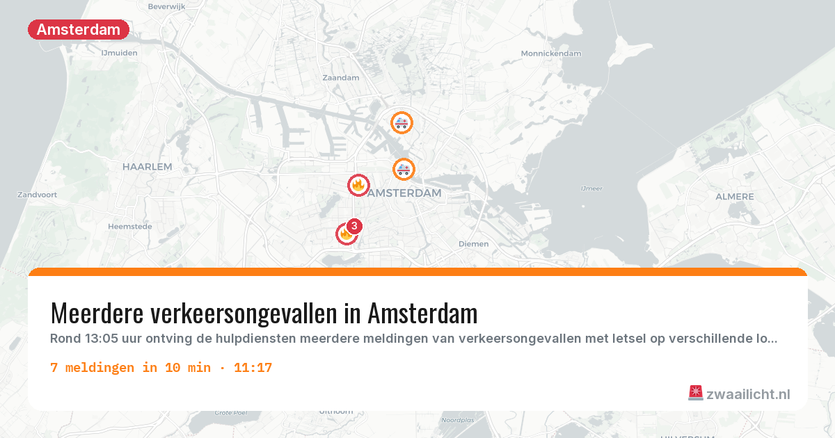Kaart van de activiteitspiek bij Amsterdam