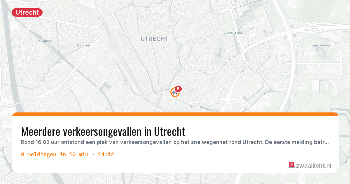 Kaart van de activiteitspiek bij Utrecht
