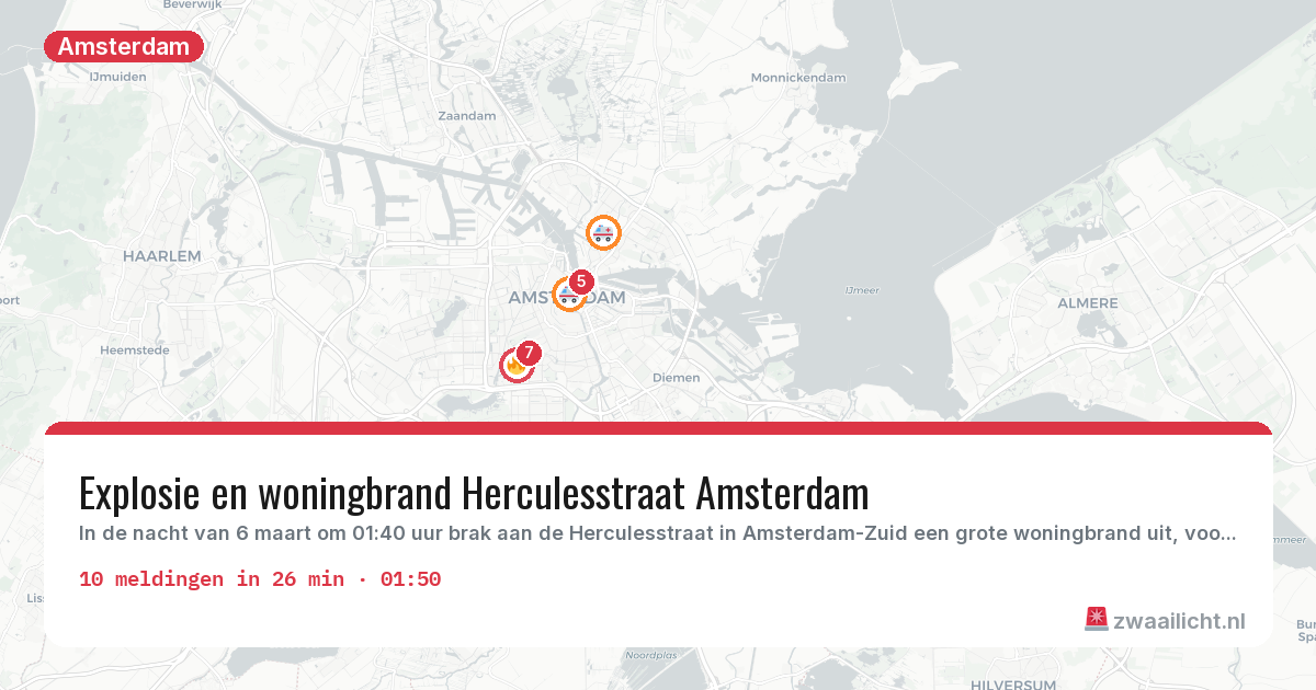 Kaart van de activiteitspiek bij Amsterdam