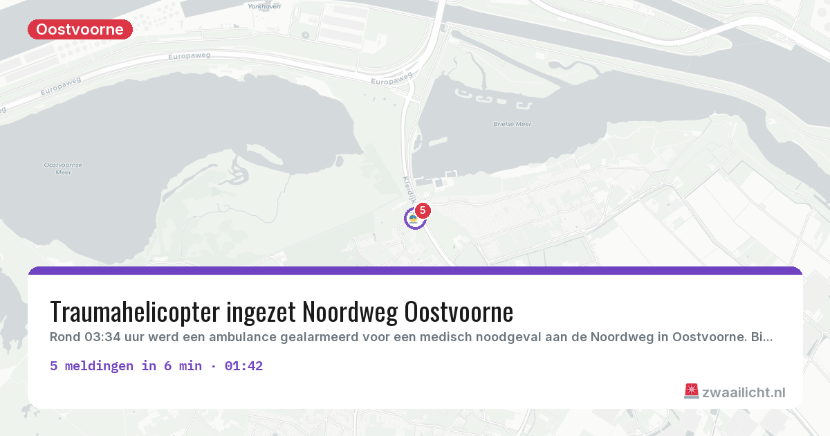 Kaart van de activiteitspiek bij Oostvoorne