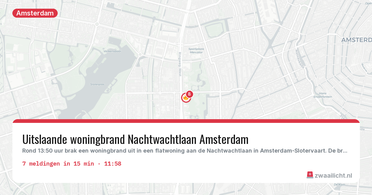 Kaart van de activiteitspiek bij Amsterdam