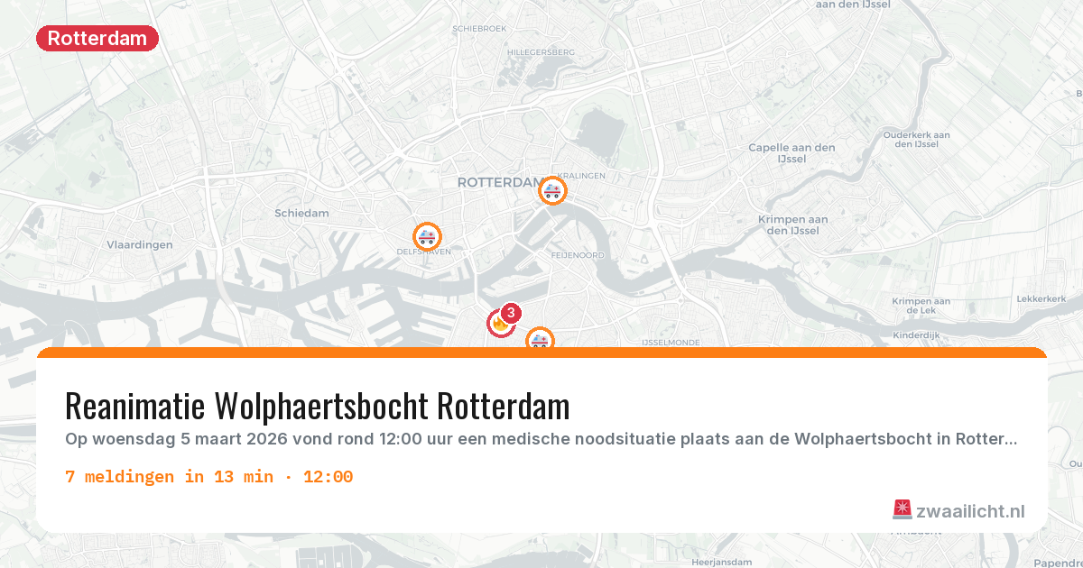 Kaart van de activiteitspiek bij Rotterdam
