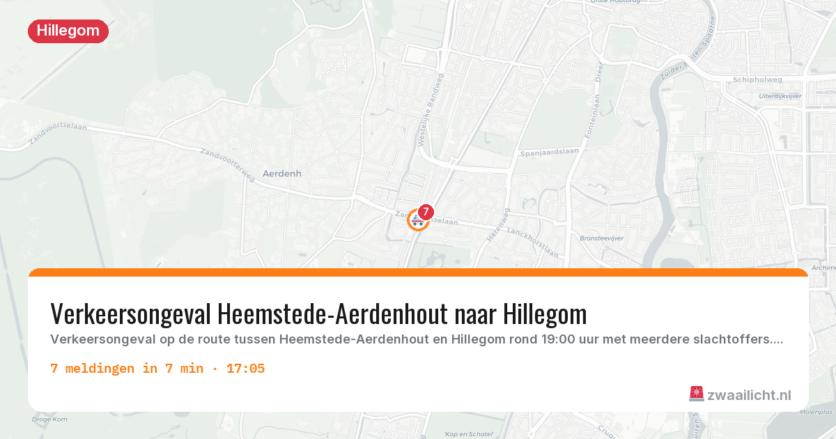 Kaart van de activiteitspiek bij Hillegom