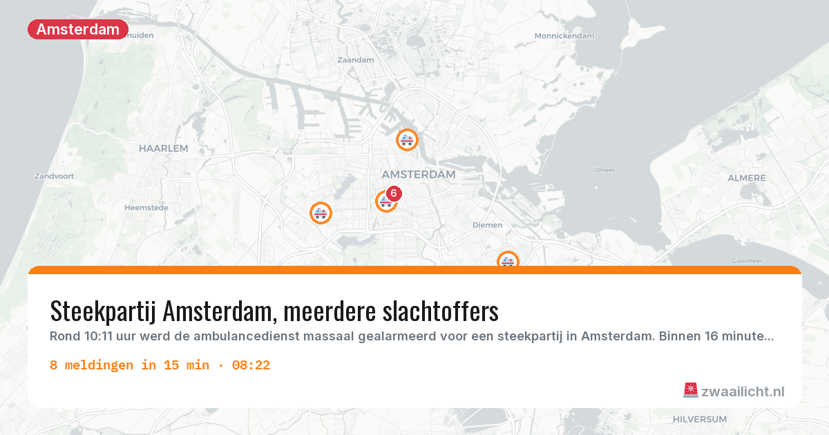 Kaart van de activiteitspiek bij Amsterdam