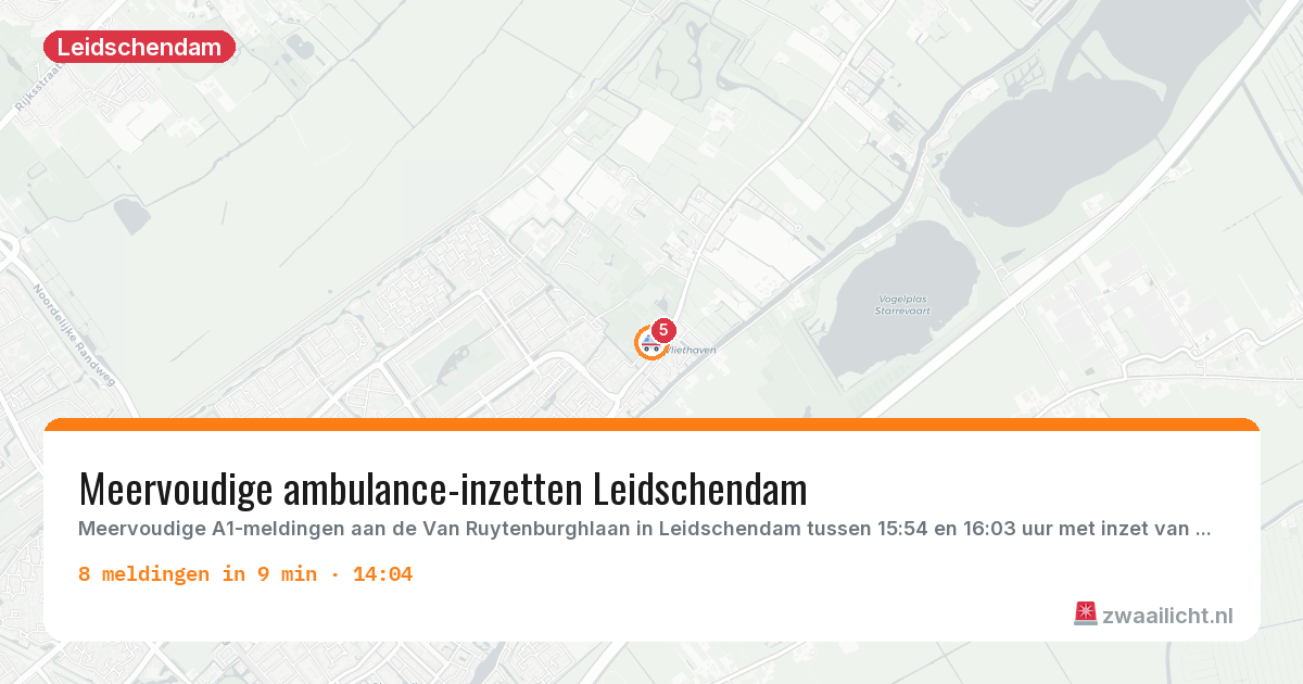 Kaart van de activiteitspiek bij Leidschendam