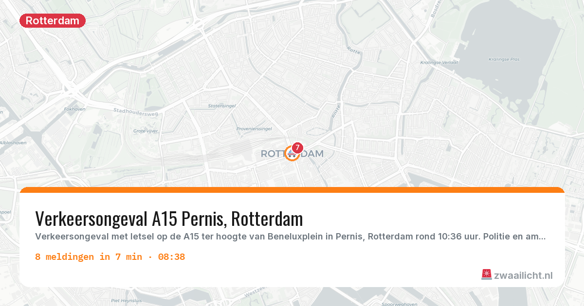 Kaart van de activiteitspiek bij Rotterdam