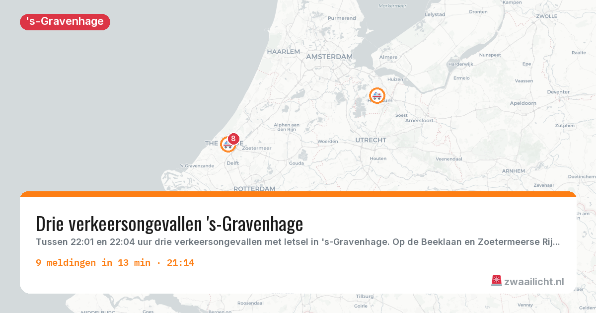 Kaart van de activiteitspiek bij 's-Gravenhage