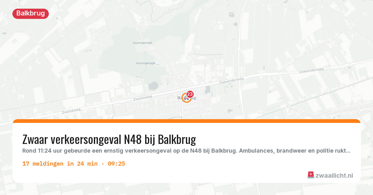Kaart van de activiteitspiek bij Balkbrug