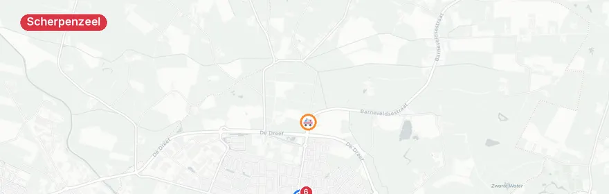Kaart van Aanrijding en auto te water Barneveldsestraat Scherpenzeel
