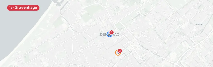 Kaart van Twee verkeersongevallen Den Haag