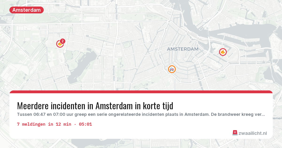 Kaart van de activiteitspiek bij Amsterdam