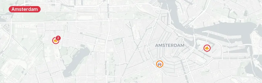 Kaart van Meerdere incidenten in Amsterdam in korte tijd