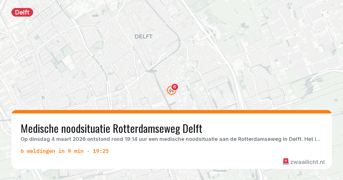 Kaart van de activiteitspiek bij Delft