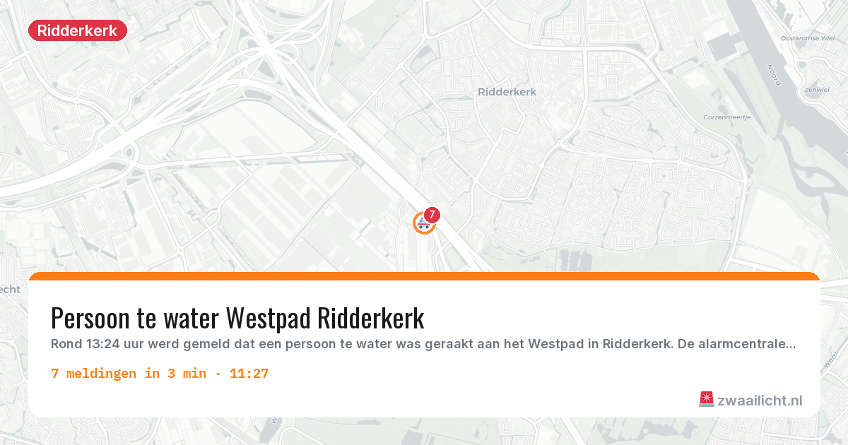 Kaart van de activiteitspiek bij Ridderkerk