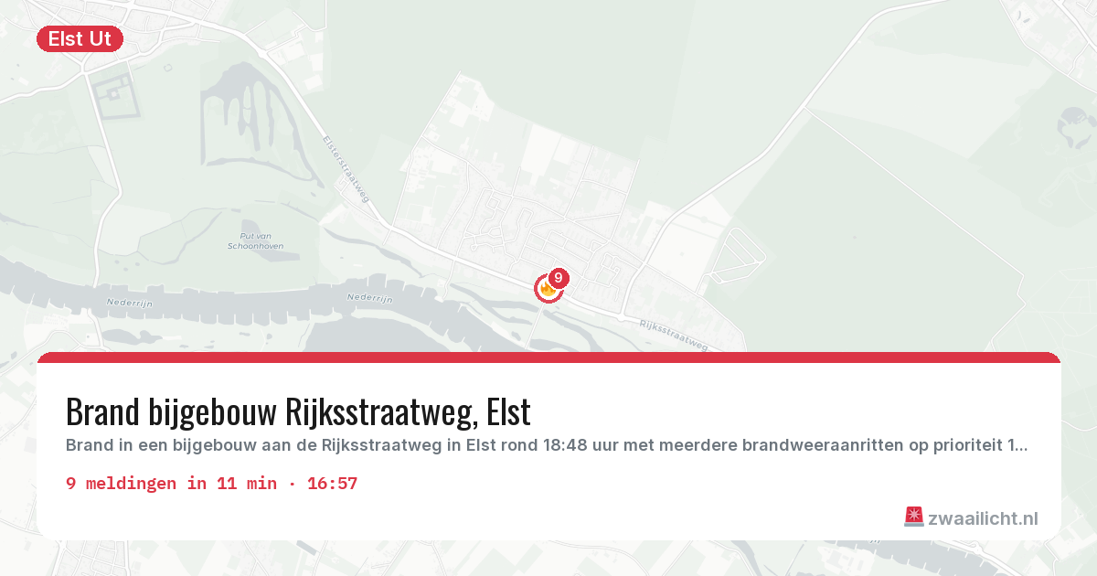 Kaart van de activiteitspiek bij Elst Ut