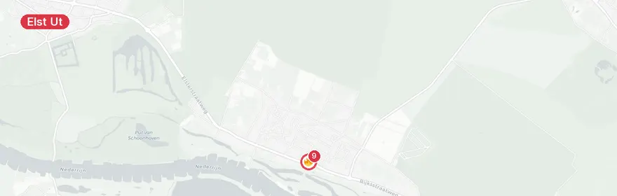 Kaart van Brand bijgebouw Rijksstraatweg, Elst