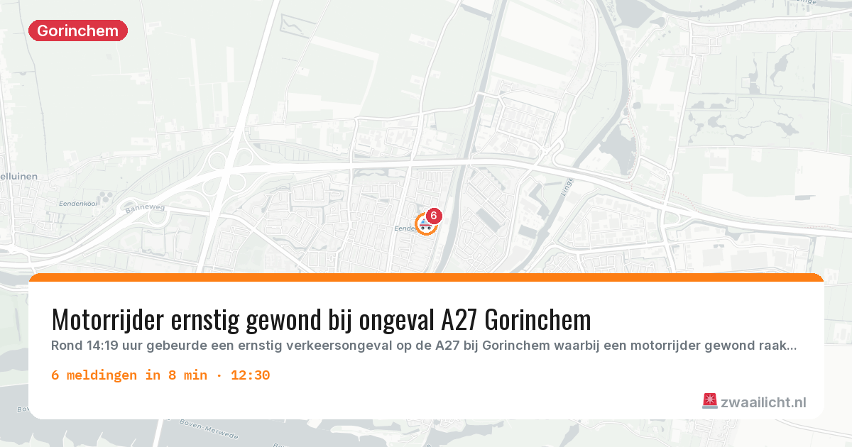 Kaart van de activiteitspiek bij Gorinchem