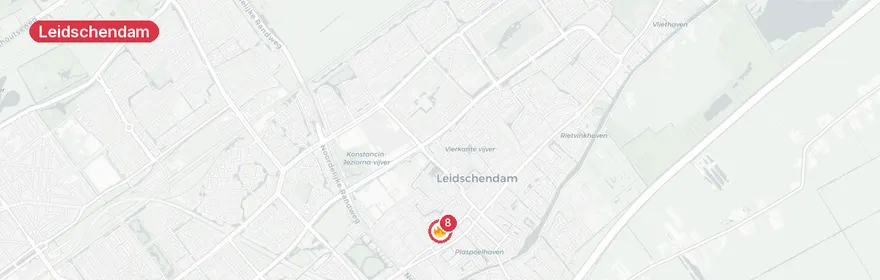 Kaart van Middelbrand Carolinenhof Leidschendam na blikseminslag