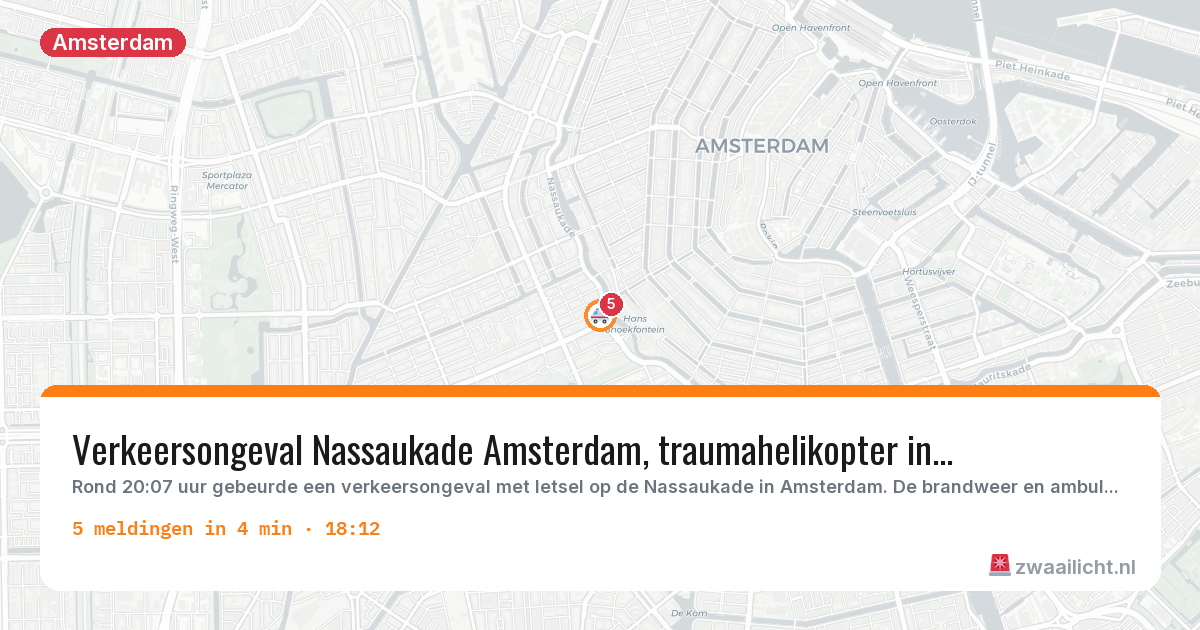 Kaart van de activiteitspiek bij Amsterdam
