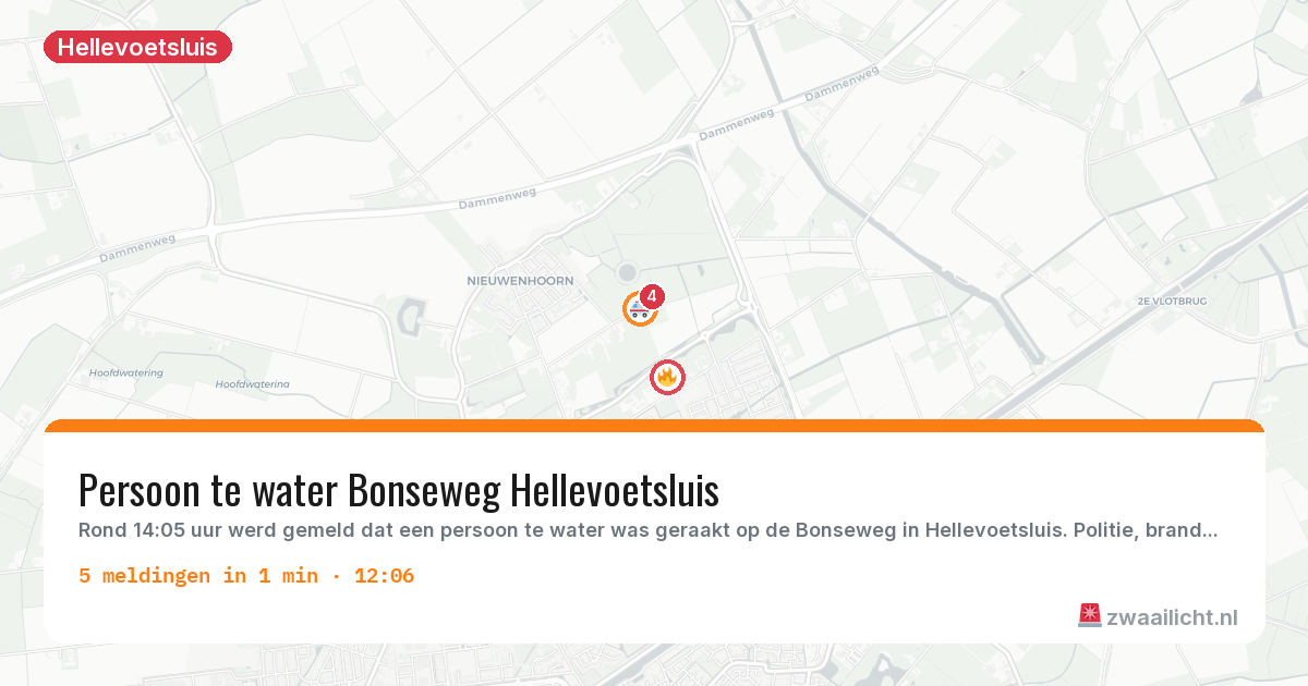 Kaart van de activiteitspiek bij Hellevoetsluis